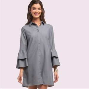 Sugarlips Sugar Lips flare sleeve gray striped mini shirt dress XS